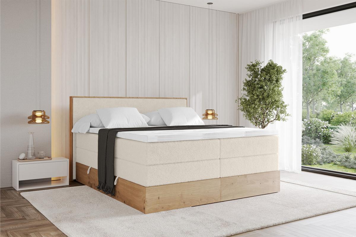 BOXSPRINGBETT LOLLI9 -KING 120x200 - H3/H4 Hellbeige - Sandfarben, Holzwerkstoff (120/200cm) - ALTDECOR
