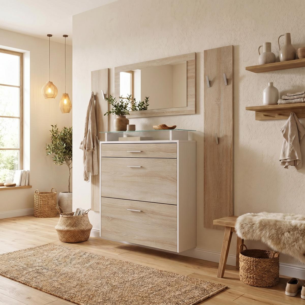 GARDEROBE Malea Front in Eiche sägerau - Eiche San Remo, Holzwerkstoff (180/180/23cm) - Vladon