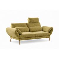 SOFA HOLLY Grün Flachgewebe - Braun/Grün, Textil/Metall (176/90/92cm) - KAWOLA