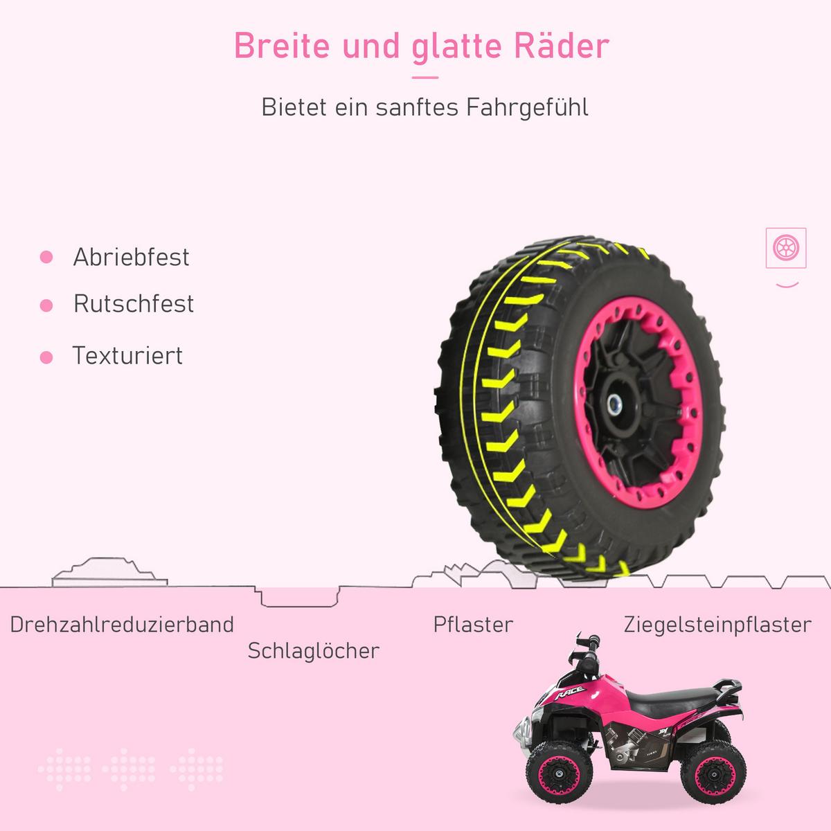 RUTSCHAUTO Kinder Tretauto Kinderauto mit Füßen rutschen Licht Musik Rosa - Rosa, Metall (67/5/38cm) - HOMCOM