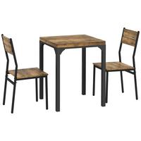 3-TEILIGE Essgruppe Küchentisch mit Metallgestell Esszimmergruppe Sitzgruppe - Braun, Holzwerkstoff (60/76/60cm) - HOMCOM