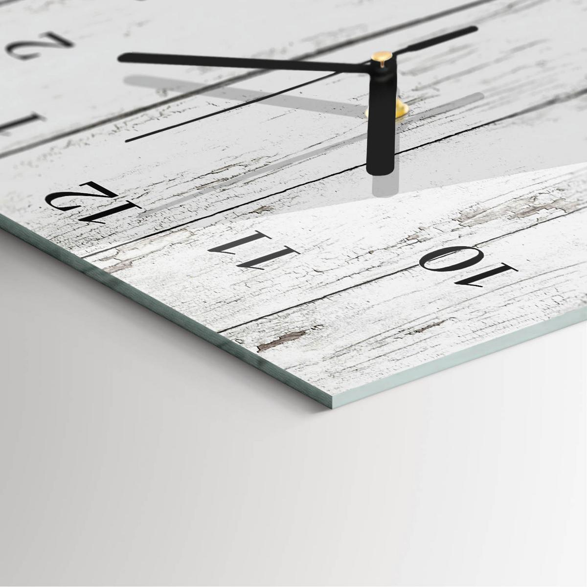 WANDUHR aus Glas 30x60 cm - Holz - Weiß, Glas (30/60/0.4cm) - TULUP