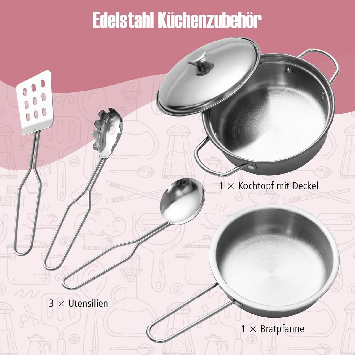 KINDERKÜCHE Pink - Pink, Kunststoff (71/101/29cm) - COSTWAY