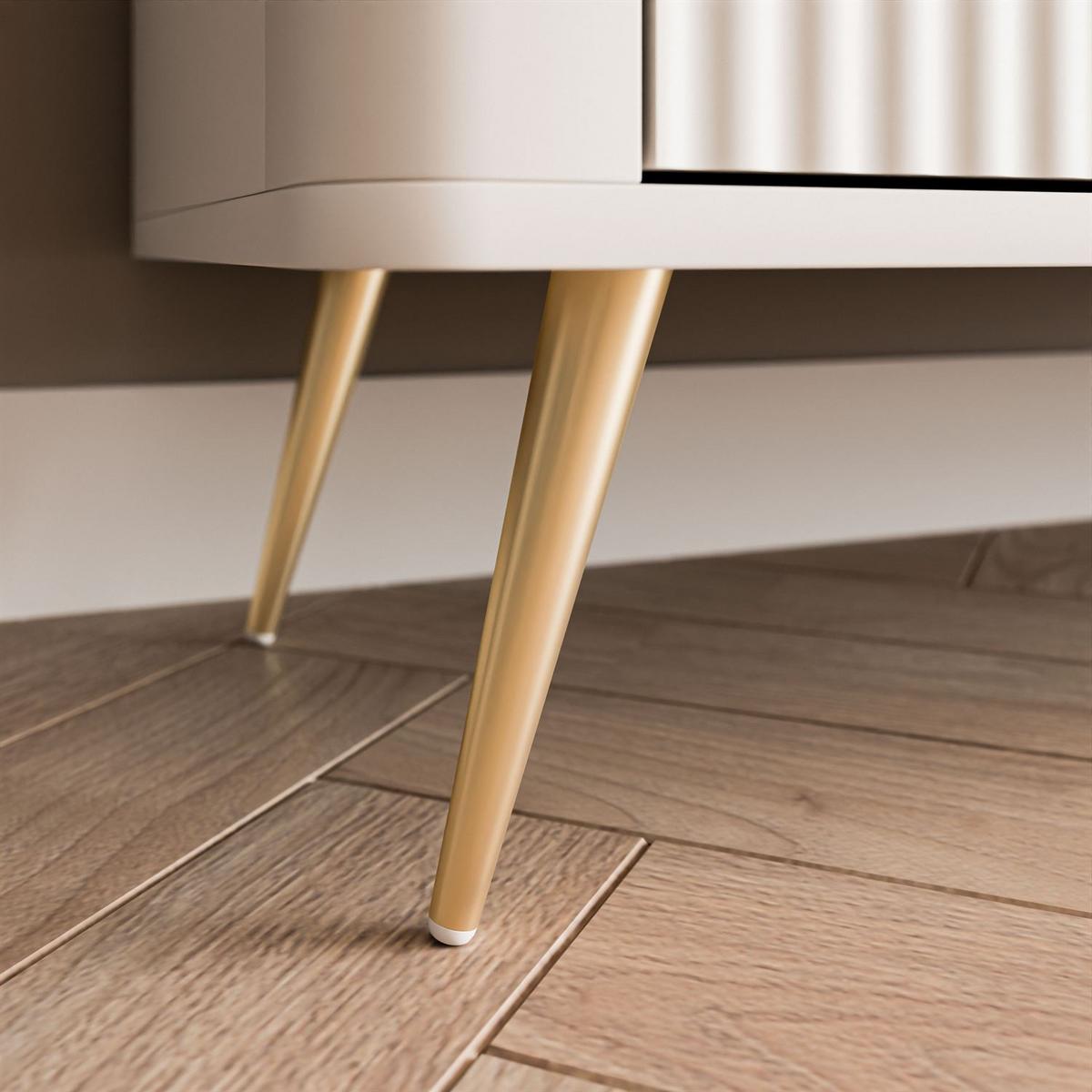NACHTTISCH SCARLETT 2S MIT SCHUBLADEN BEIGE + GOLD - Beige, Holzwerkstoff (63/55/38cm) - Lookway