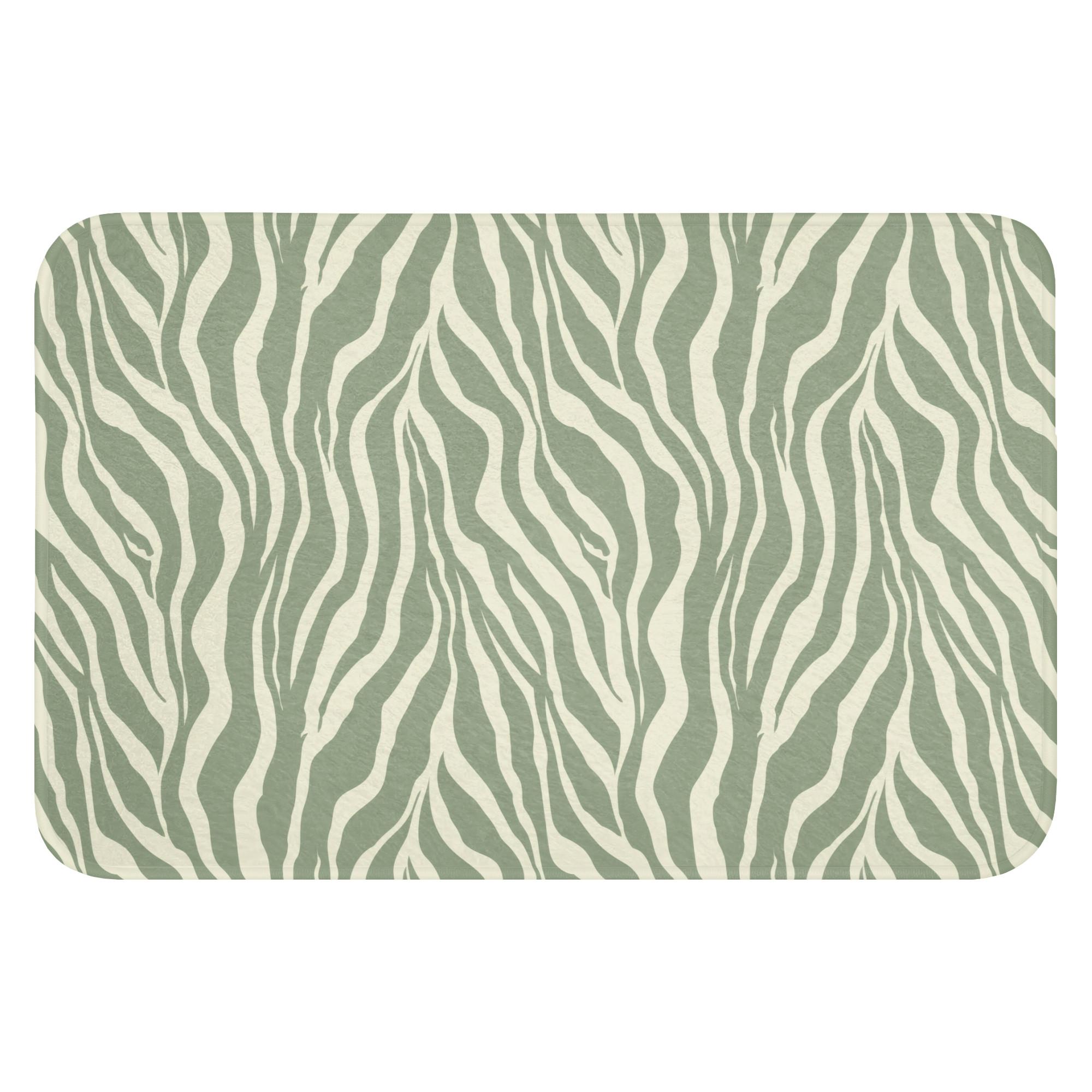 BADEMATTE Zebra - Motiv - Grün Rutschfest 60x40 cm - Salbeigrün, Textil (60/40cm) - OnlyWow