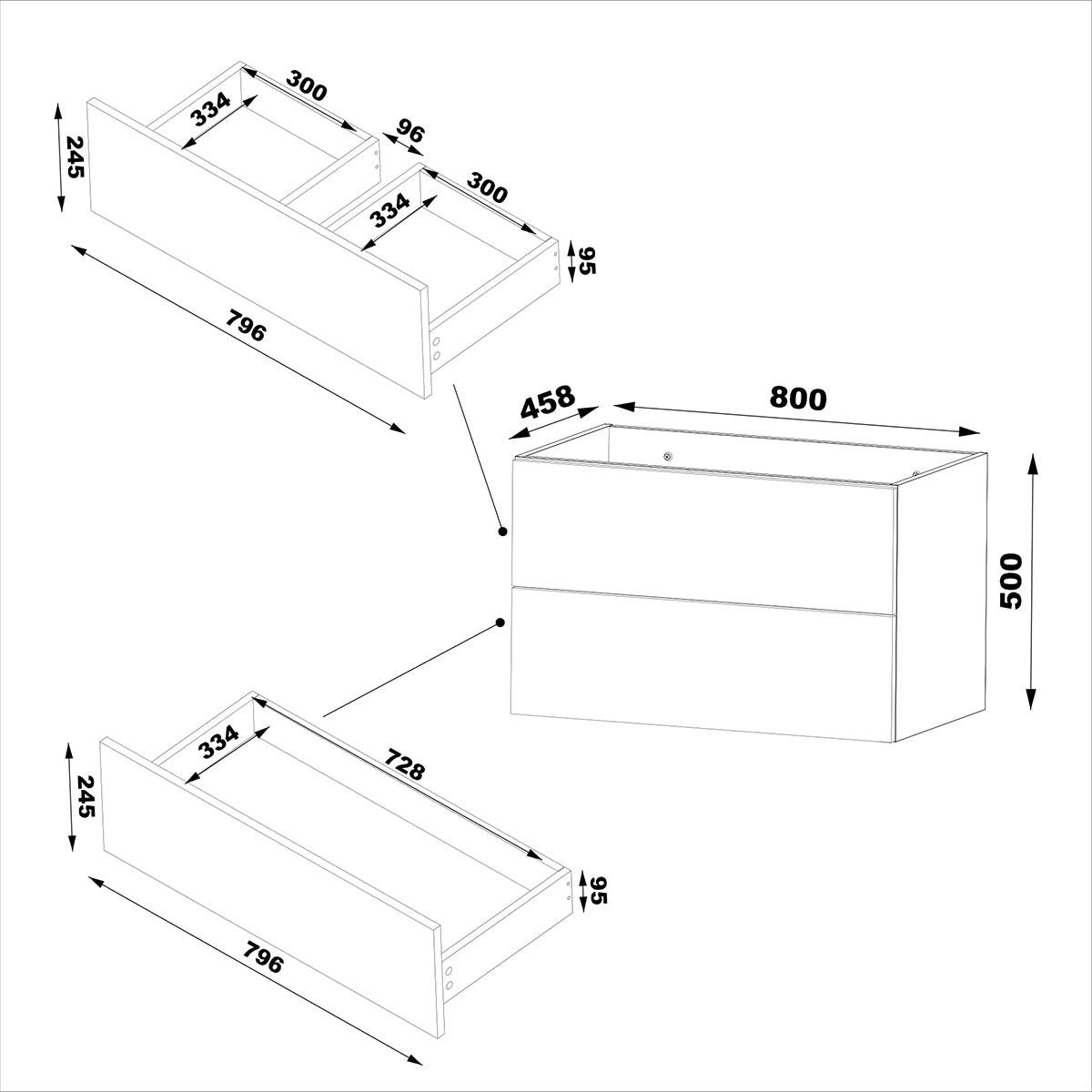 BADMÖBEL 80cm Tao 2er-Set Kaschmir - Kaschmir, Holzwerkstoff (80/50/45.8cm) - Petits-meubles