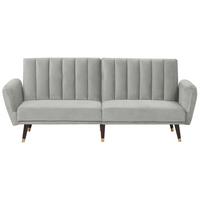 3-SITZER-SCHLAFSOFA Samtstoff Hellgrau Vimmerby - Hellgrau, Textil (212/90/80cm) - Beliani