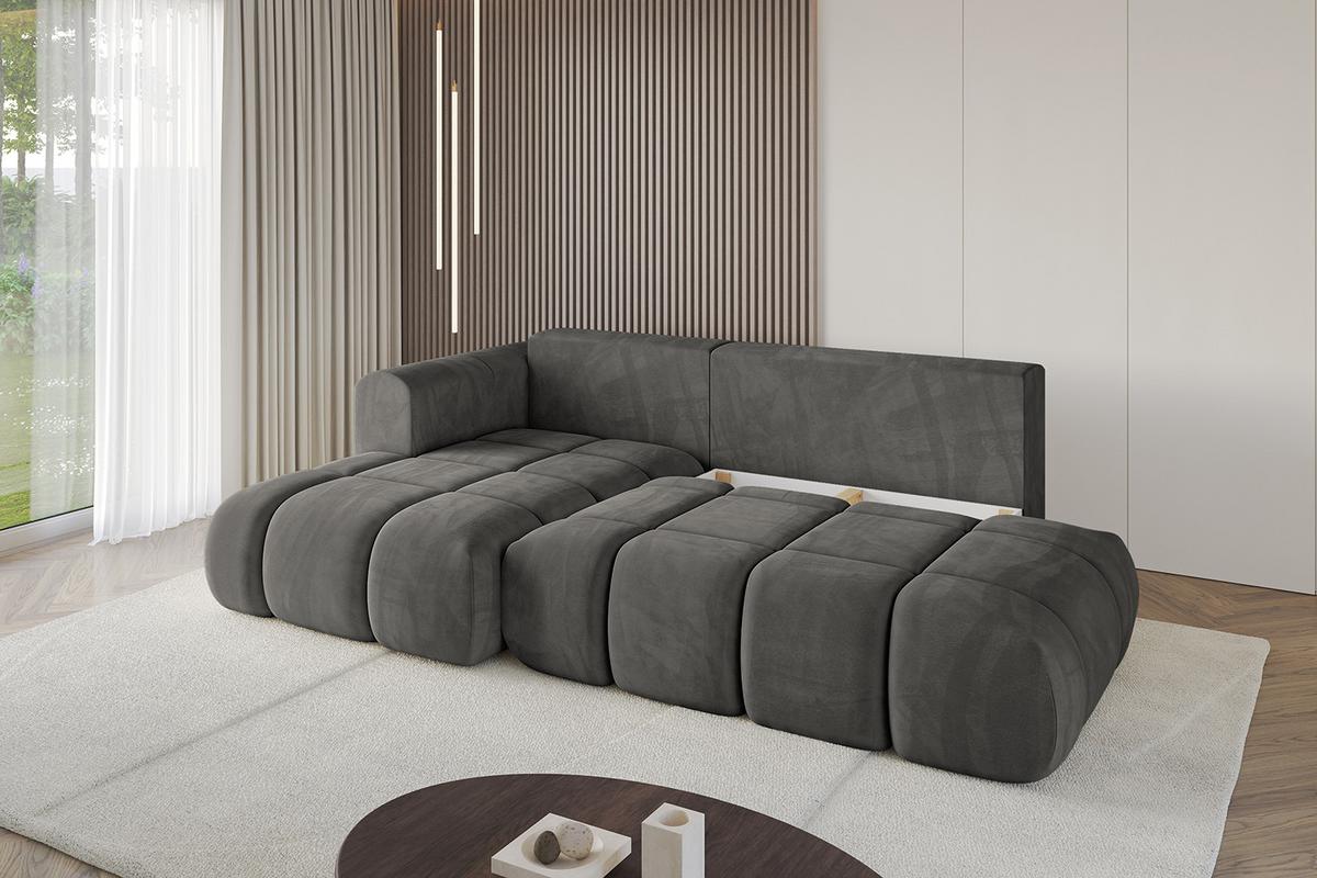ECKSOFA Ottomane Links CLOUD-L 280x185x90 Dunkelgrau Velours - Dunkelgrau, Holzwerkstoff/Kunststoff (180/289cm) - ALTDECOR