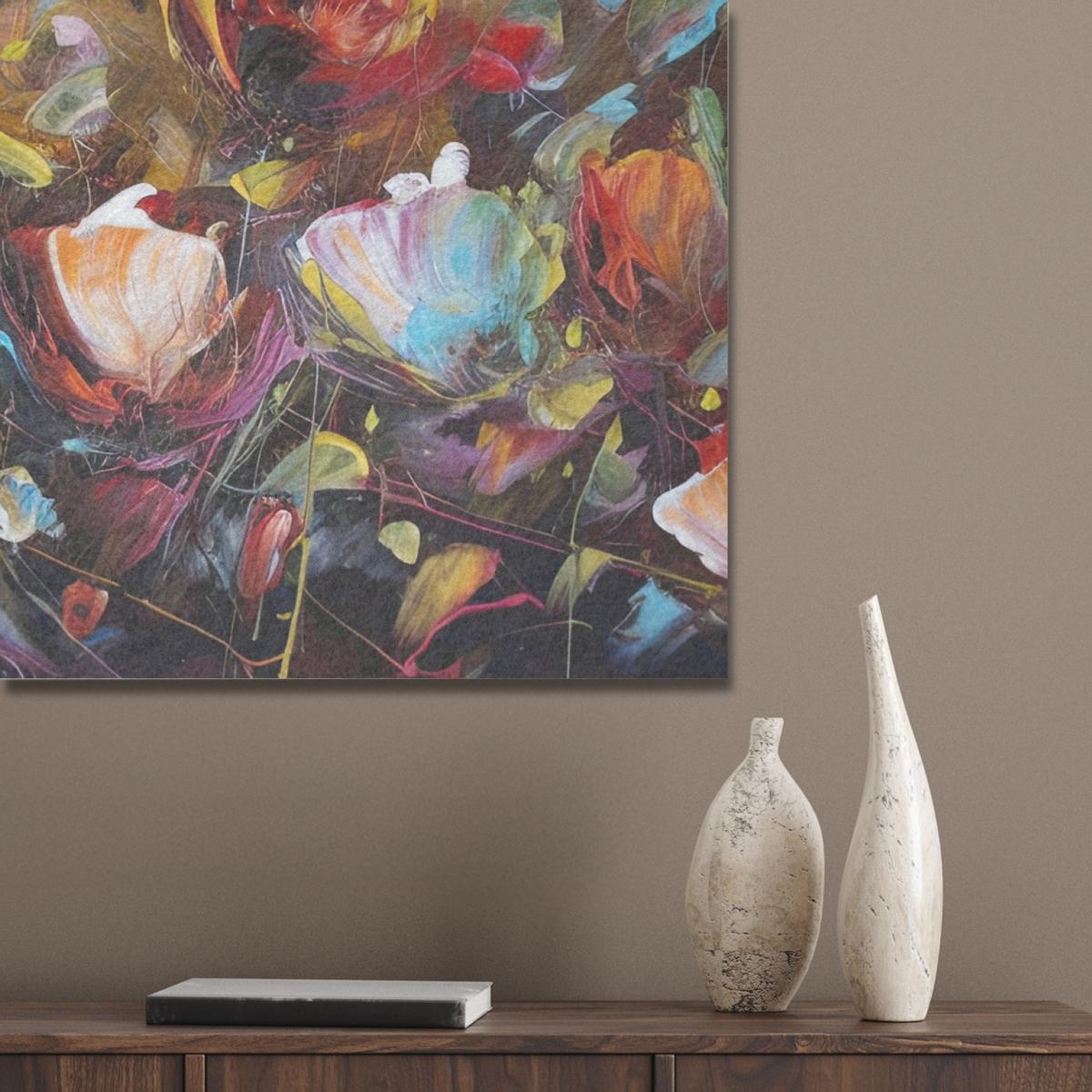AKUSTIKBILD Blumen - Kunst - Natur - Ölgemälde Akustikpaneele 90x90 cm - Multicolor, Kunststoff (90/90/0.9cm) - MuchoWow
