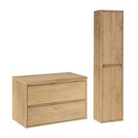 BADMÖBEL 80cm 2er-Set Holz - Braun, Holzwerkstoff (80/52.2/46cm) - Petits-meubles