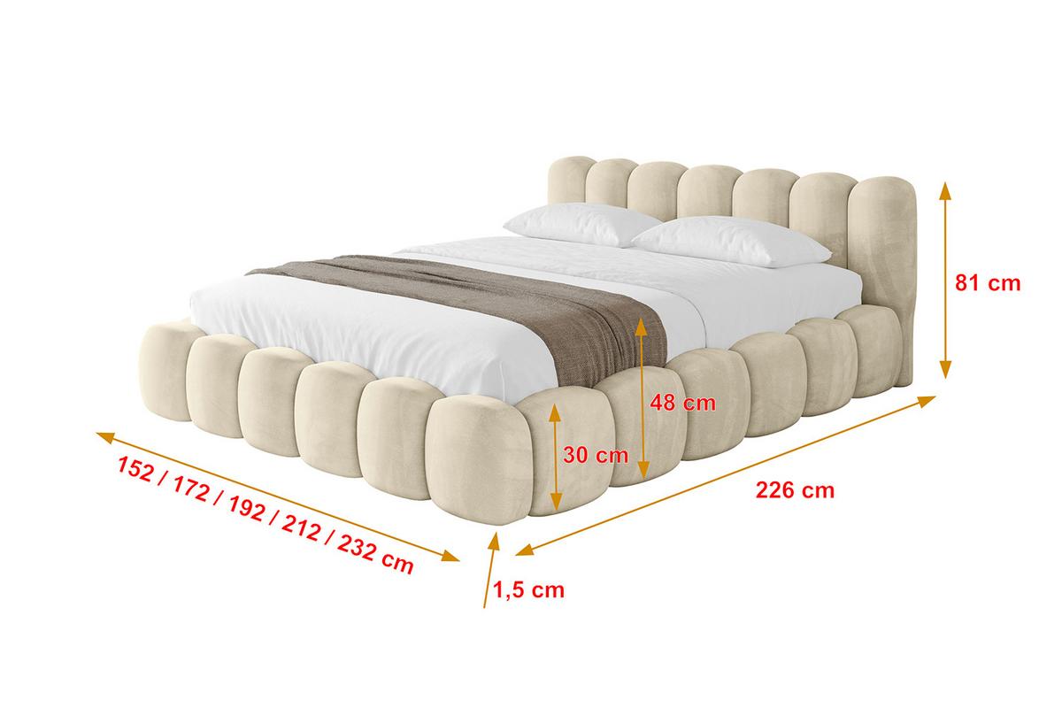 POLSTERBETT mit Bettkasten und Lattenrost, Boxbett ohne Matratze - SENA-v1 140x200 Beige - Beige, Holzwerkstoff/Textil (140/200cm) - ALTDECOR