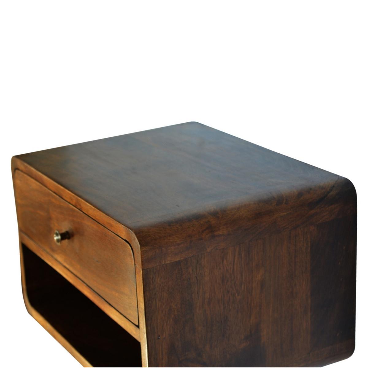 NACHTTISCH Wandmontierter Kastanienfinish, 1 Schublade, 1 Offenes Fach, Braun - Messingfarben/Braun, Holz/Metall (45/25/32cm) - Artisan Furniture