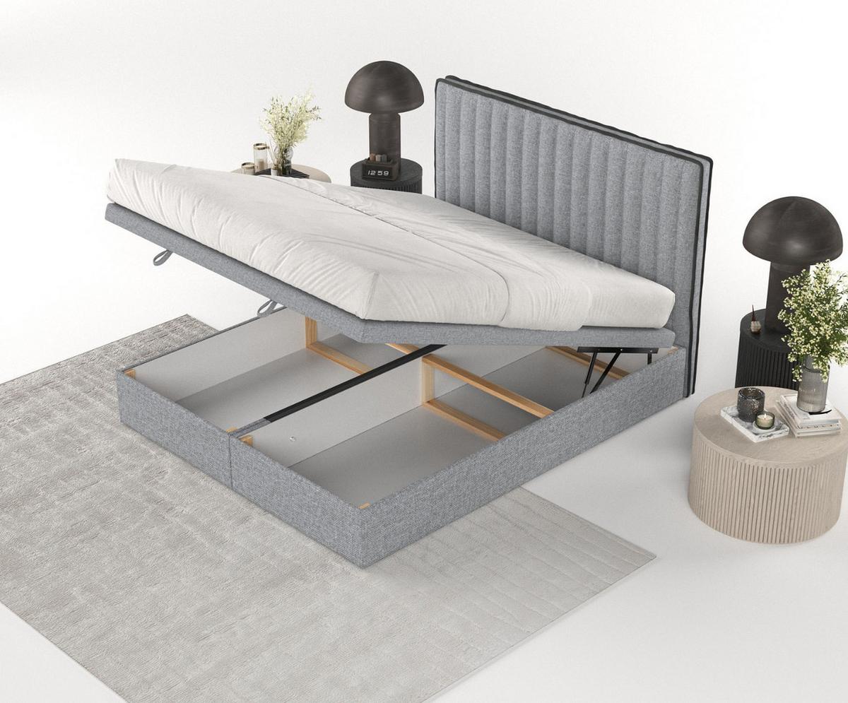 POLSTERBETT Keva mit Stauraum 140/200 cm Grau im Alta Stoff - Schwarz/Grau, Holz/Holzwerkstoff (140/200cm) - AltaBeds