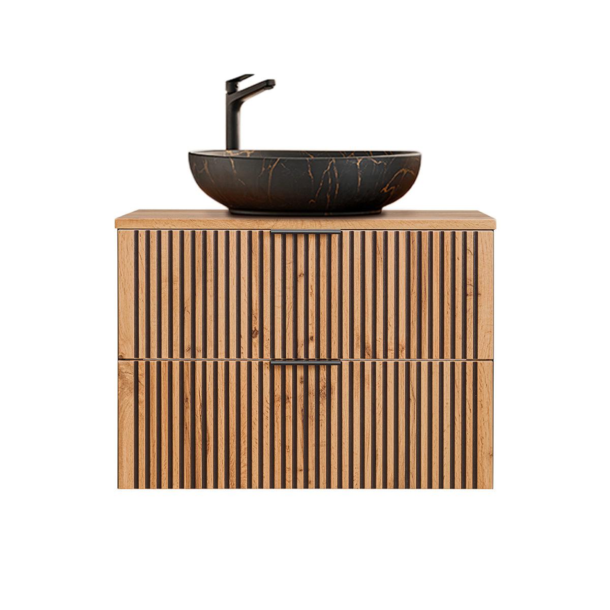 WASCHTISCH 80.6cm Gaia Holz in Eichenoptik und Schwarz - Schwarz, Holzwerkstoff (80.6/59/46cm) - Petits-meubles