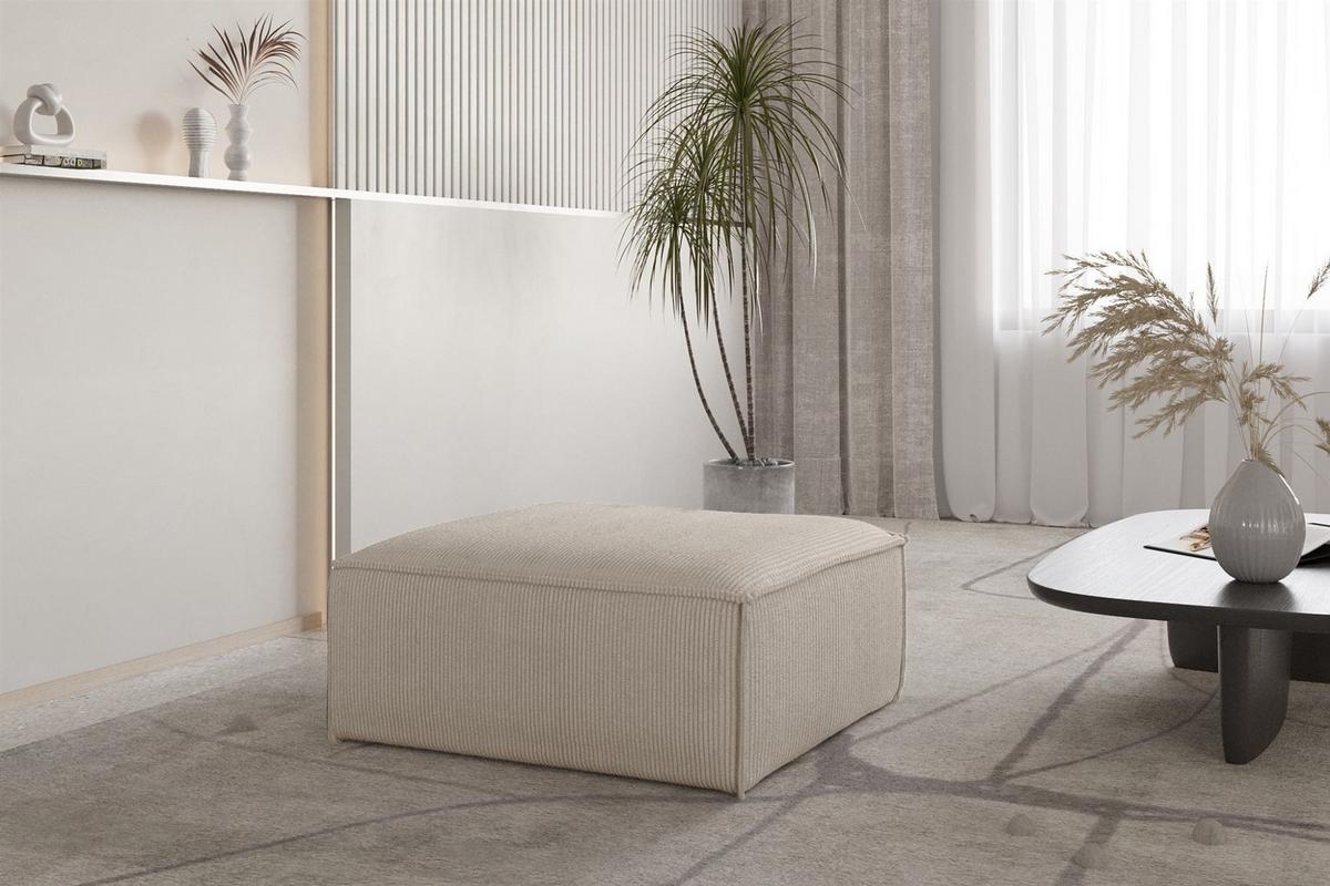 POLSTERHOCKER Celes Premium 85x85cm - Beige, Holzwerkstoff/Textil (85/40/85cm) - Fun Möbel