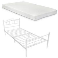METALLBETT Florenz mit Matratze - Weiß, Textil/Metall (120/200cm) - [en.casa]