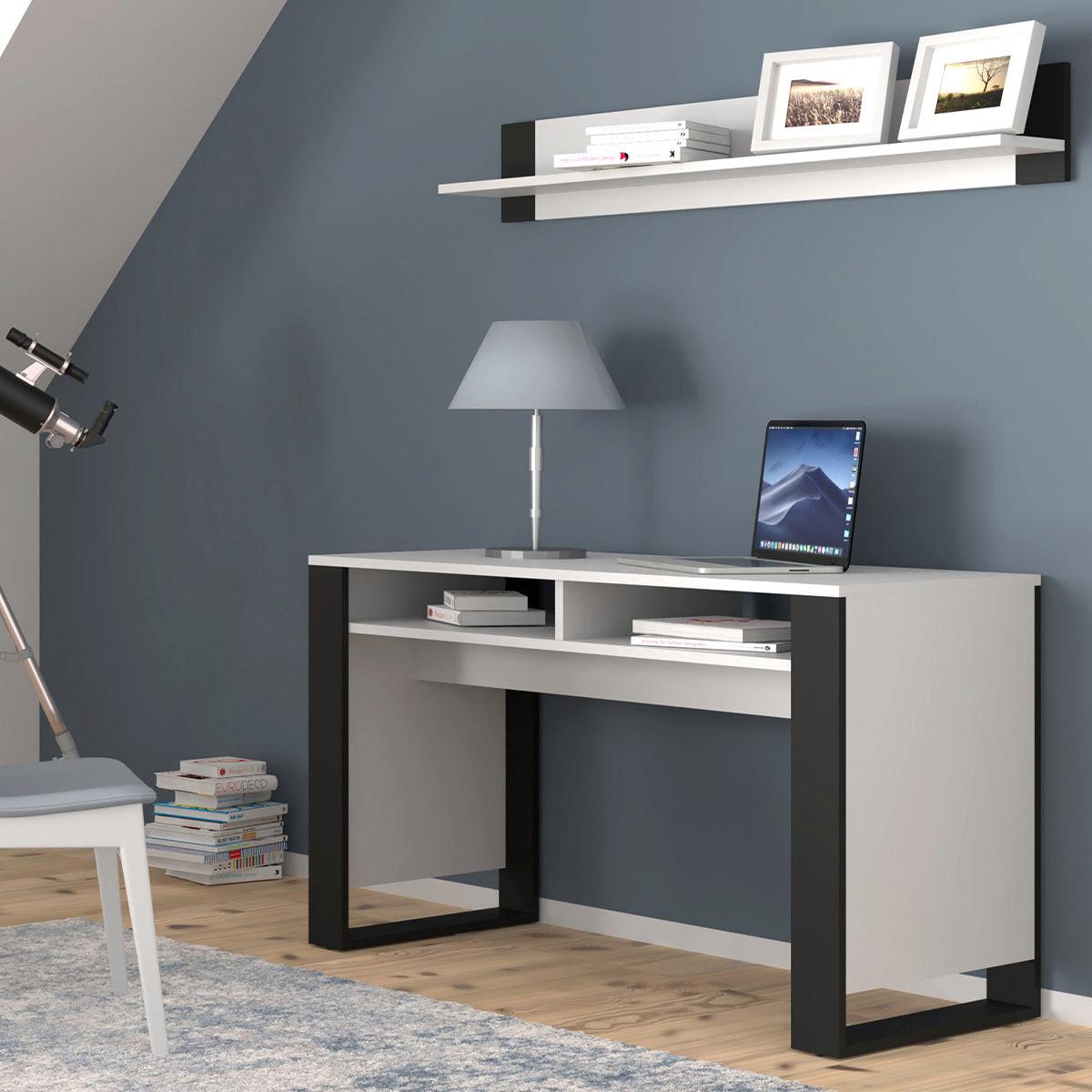 SCHREIBTISCH Gani Weiß und Mattschwarz - Weiß, Holzwerkstoff (120/55/75cm) - Petits-meubles