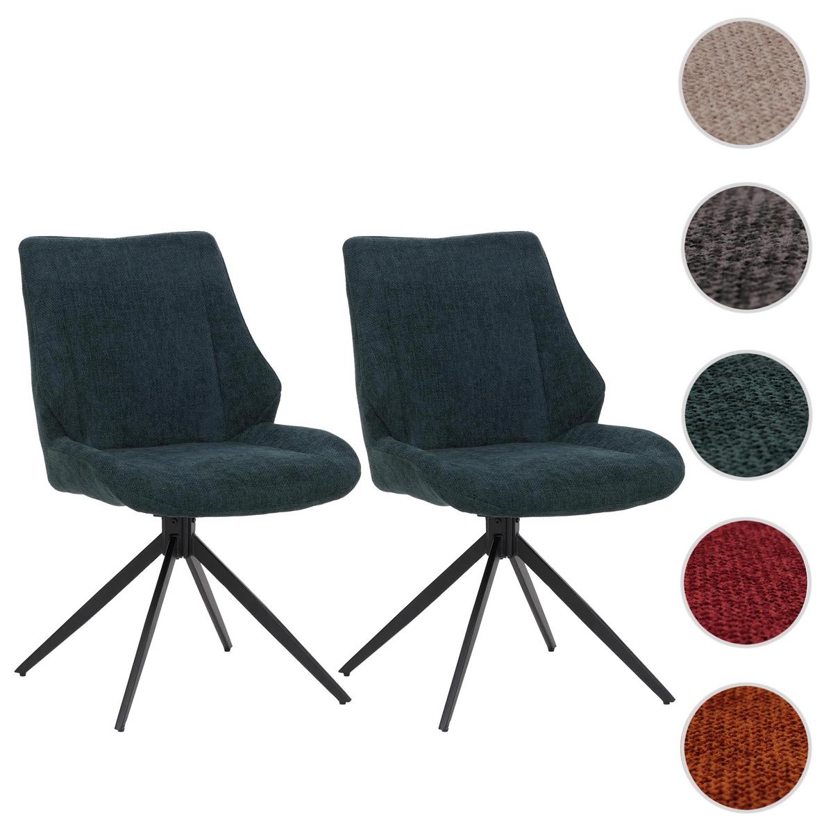 ESSZIMMERSTUHL Schwarz, Petrol 2er-Set - Petrol/Schwarz, Textil (55/88/42cm) - MCW