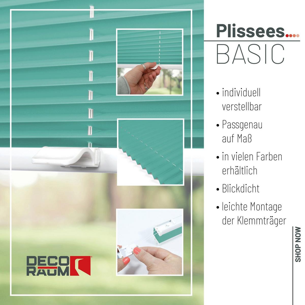 PLISSEE Basic 120 x 150cm Klemmfix ohne Bohren - Türkis, Textil (120/150cm) - Deco-Raum