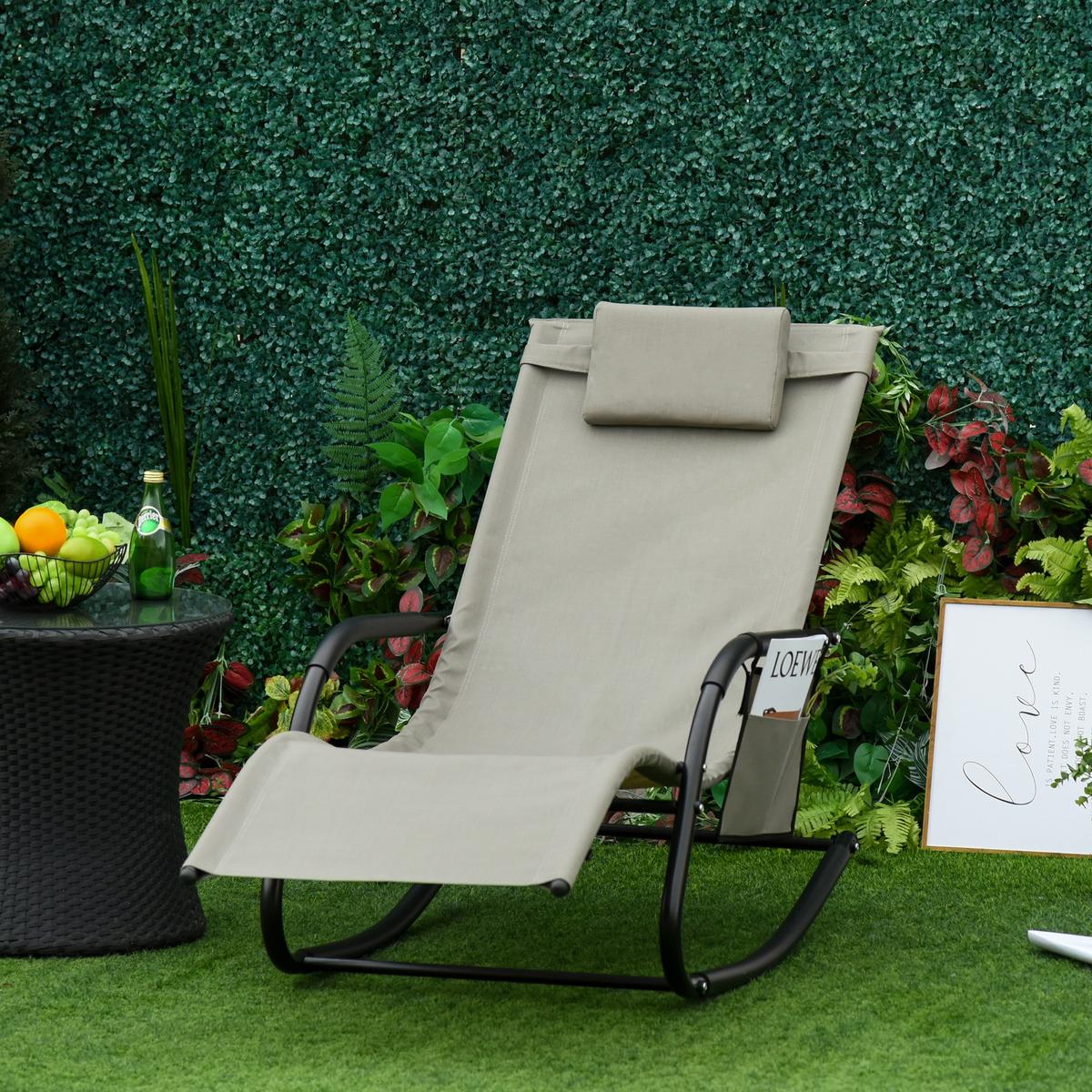 SCHAUKELSTUHL, Metall, Mesh, Schwarz+Hellgrau, 150 x 62 x 88 cm - Schwarz, Metall (62/88/150cm) - Outsunny