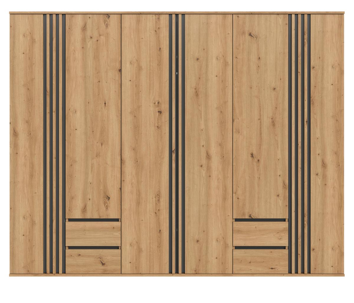 KLEIDERSCHRANK Eiche Artisan, grau 240 x 192 cm, Drehtürenschrank 6-türig - Anthrazit/Eiche Artisan, Holzwerkstoff (240/192/56cm) - Inn.Furn