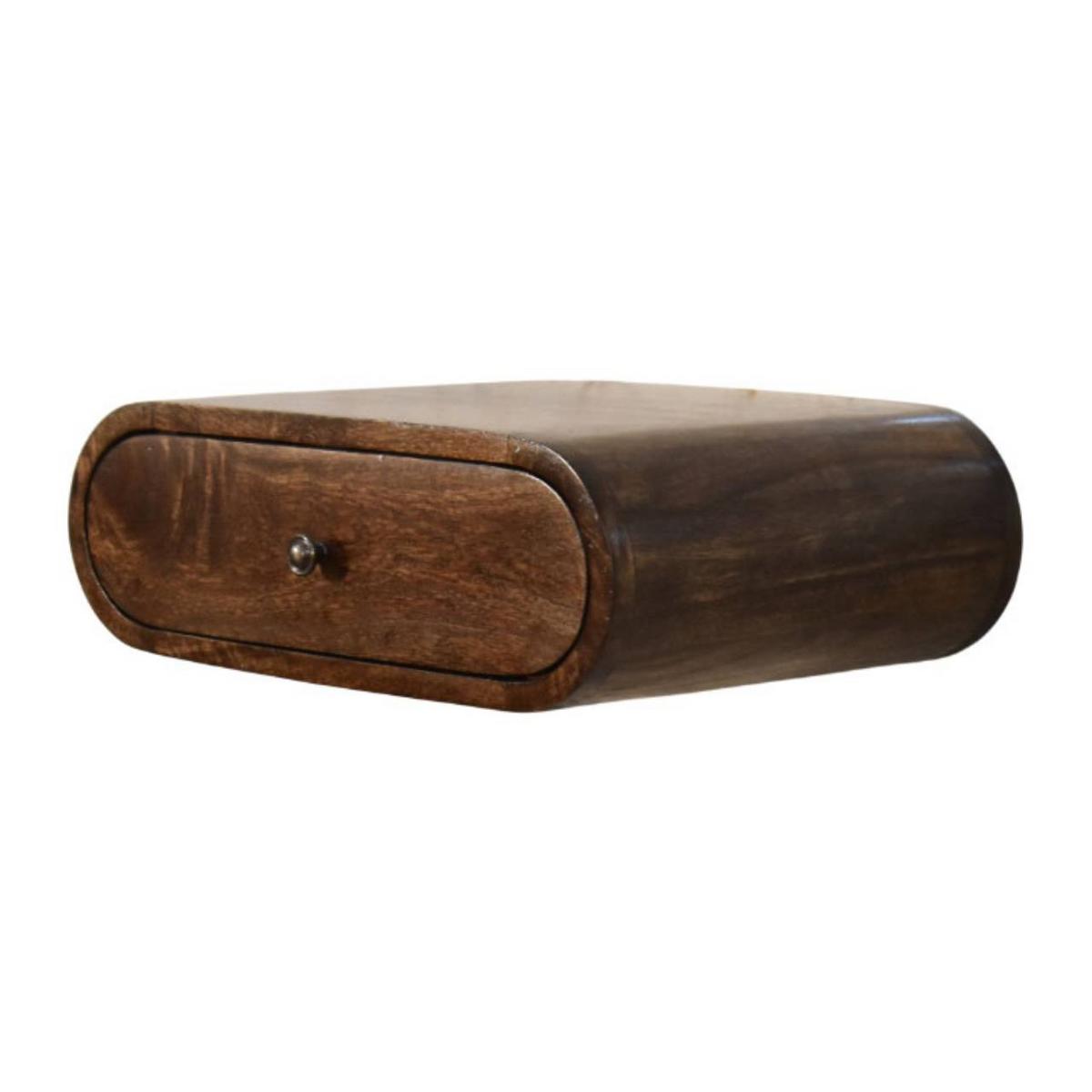 NACHTTISCH Abgerundet, wandmontiert in Classic Grey-Finish - Dunkelbraun/Messingfarben, Holz/Metall (45/15/32cm) - Artisan Furniture