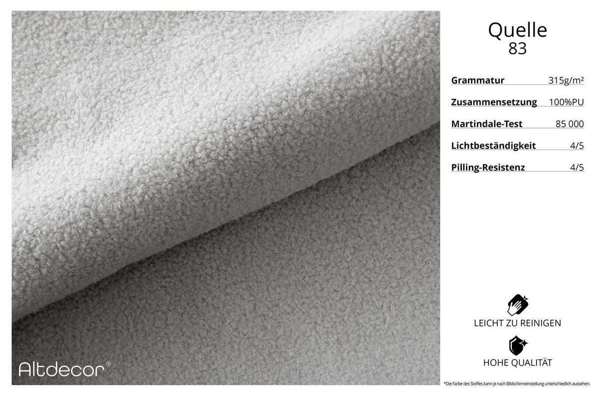 ECKSOFA mit Schlaffunktion und Bettkasten GUSA-L 272x202x107 cm Grau Bouclé - Silberfarben/Hellgrau, Holzwerkstoff/Textil (202/272cm) - ALTDECOR