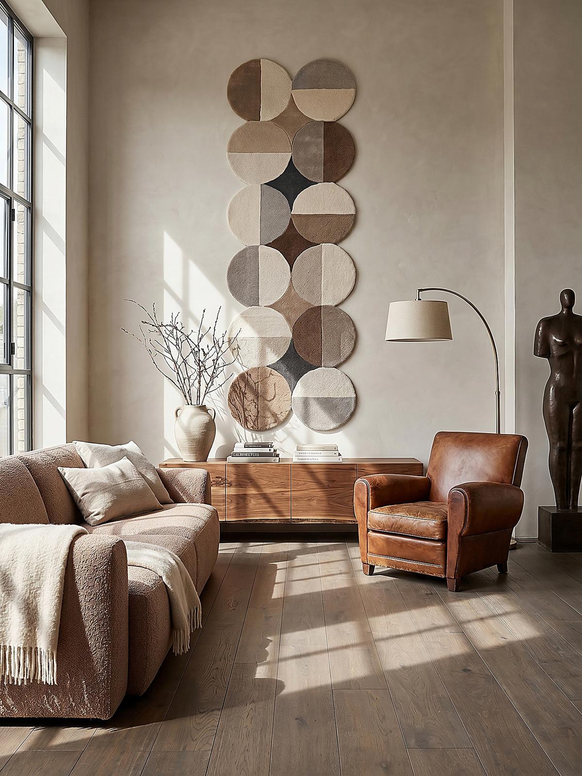 WOLLTEPPICH HALLEIN, mit Wellenmuster, Beige-Braun, 80 x 230 cm - Beige, Textil (80/230cm) - KADIMA DESIGN