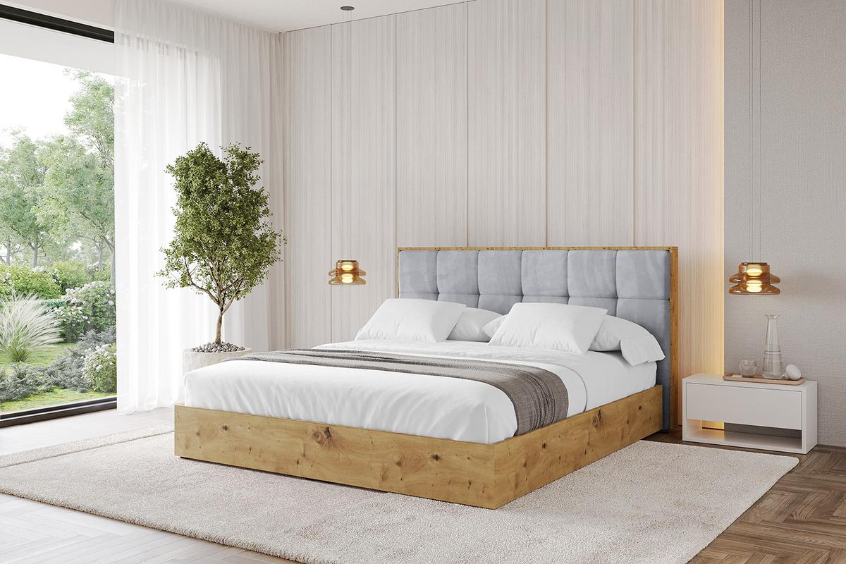 POLSTERBETT mit Bettkasten und Lattenrost, Bett mit Matratze H3/H4 - ENZO7 160x200 - Hellgrau, Holzwerkstoff/Textil (160/200cm) - ALTDECOR