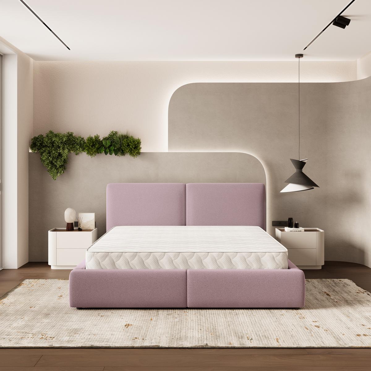 POLSTERBETT FELURO SR 200x200 cm mit Bettkästen - Rosa - Rosa, Holz/Textil - MASSENO