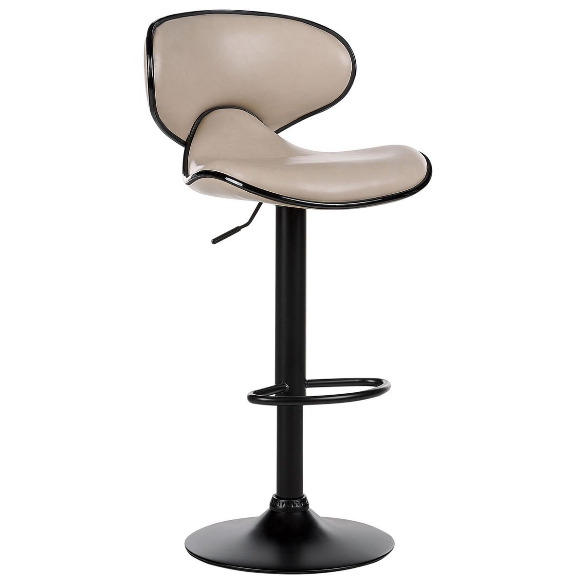 BARHOCKER 2er-Set Kunstleder hellbeige/schwarz höhenverstellbar Conway - Beige/Schwarz, Kunststoff (46/87/50cm) - Beliani