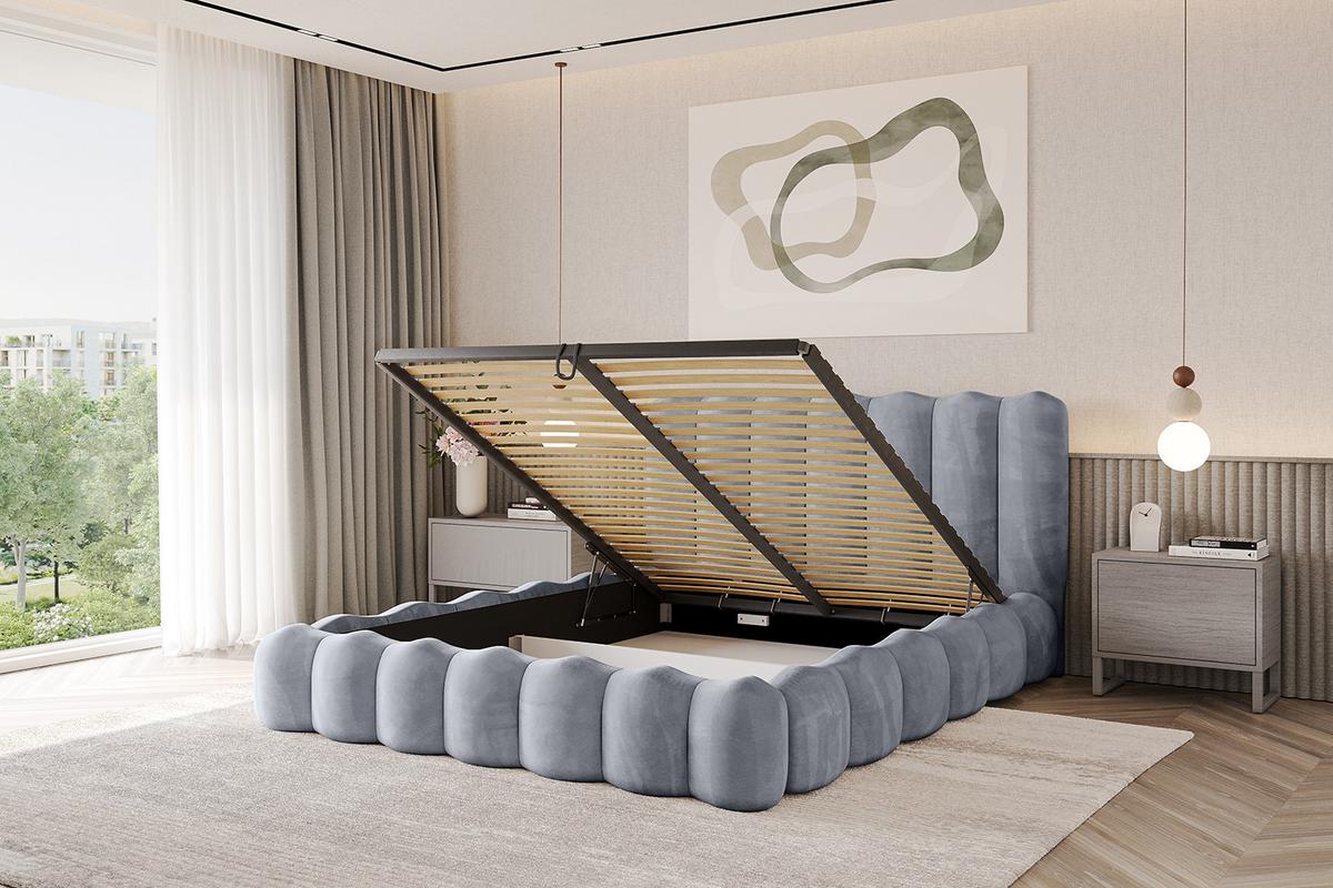 POLSTERBETT mit Bettkasten und Lattenrost, Boxbett ohne Matratze - SORA 180x200 Grau - Grau, Holzwerkstoff/Textil (180/200cm) - ALTDECOR