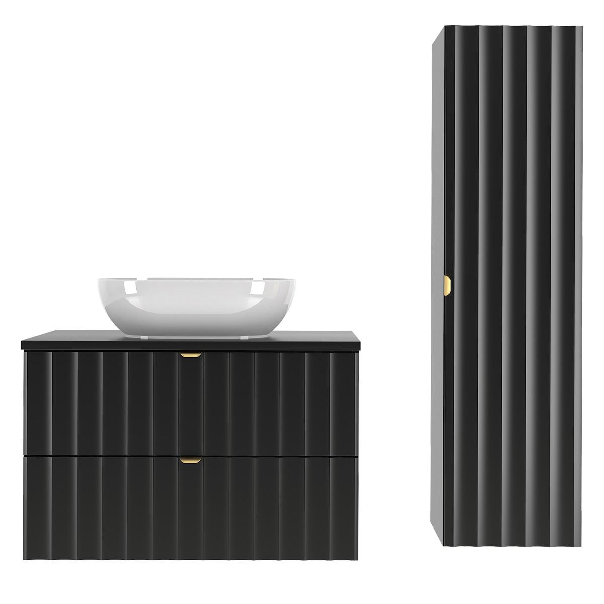 BADMÖBEL 80.6cm Lexa 2er-Set Schwarz - Schwarz, Holzwerkstoff (80.6/52.2/46.5cm) - Petits-meubles