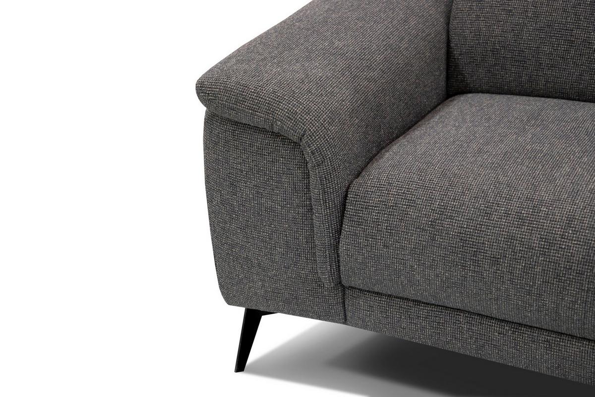 RELAXSOFA FIERO 3-Sitzer mit 1 Relaxfunktion, dunkelgrau - Dunkelgrau/Schwarz, Holzwerkstoff/Textil (212/82/103cm) - Wozimo
