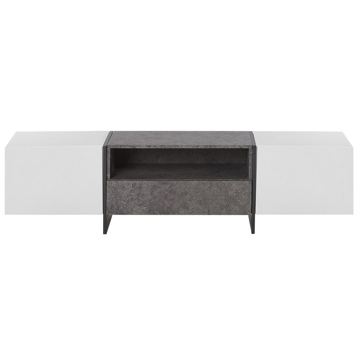 TV-MÖBEL Grau/Weiß/Schwarz Russel - Schwarz/Weiß, Holzwerkstoff (162/43/39cm) - Beliani
