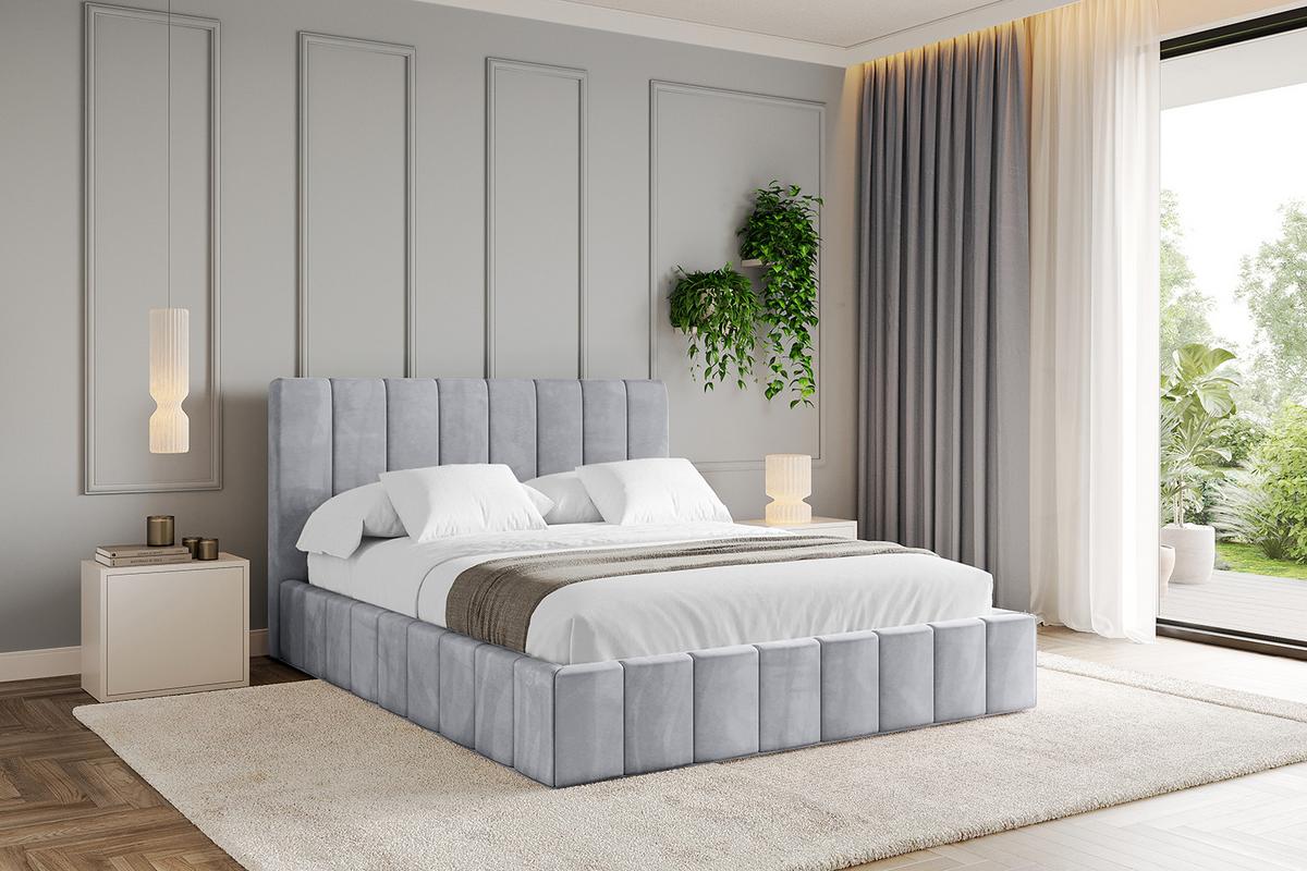 POLSTERBETT mit Bettkasten und Lattenrost, Boxbett ohne Matratze - FINO 180x200 Hellgrau - Hellgrau, Holzwerkstoff/Textil (180/200cm) - ALTDECOR