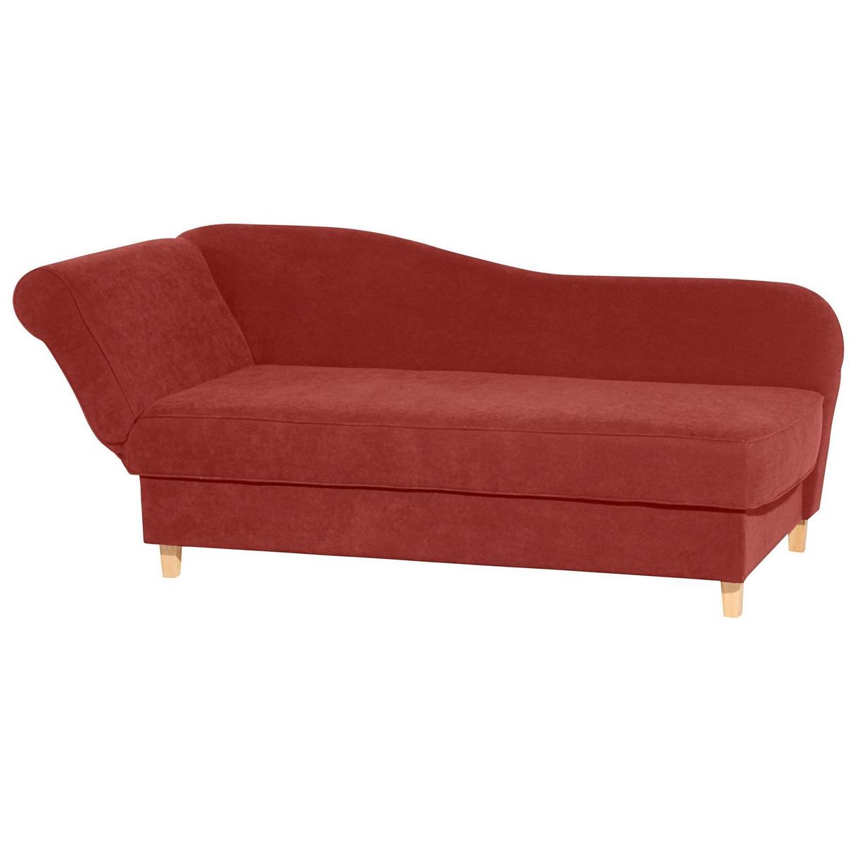 RECAMIERE mit Armteil links klappbar Katia Bezug Veloursstoff Buche natur / terracotta - Rot, Kunststoff (190/82/88cm) - 58aufmkessel