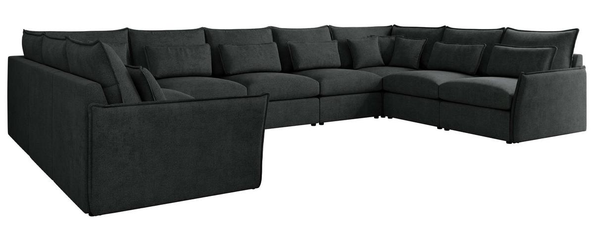 WOHNLANDSCHAFT VERSO U 9M Dunkelgrau Struktur - Dunkelgrau/Schwarz, Kunststoff/Textil (442/93/270cm) - MKS