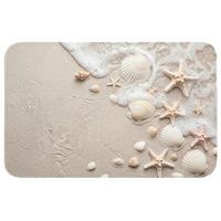 BADEMATTE Muscheln - Seesterne - Strand 80x50 cm - Sandfarben/Creme, Textil (80/50cm) - OnlyWow