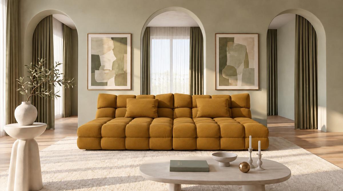 BIG SOFA AMIA Braun Velvet - Schwarz/Braun, Kunststoff/Textil (290/86/178cm) - KAWOLA