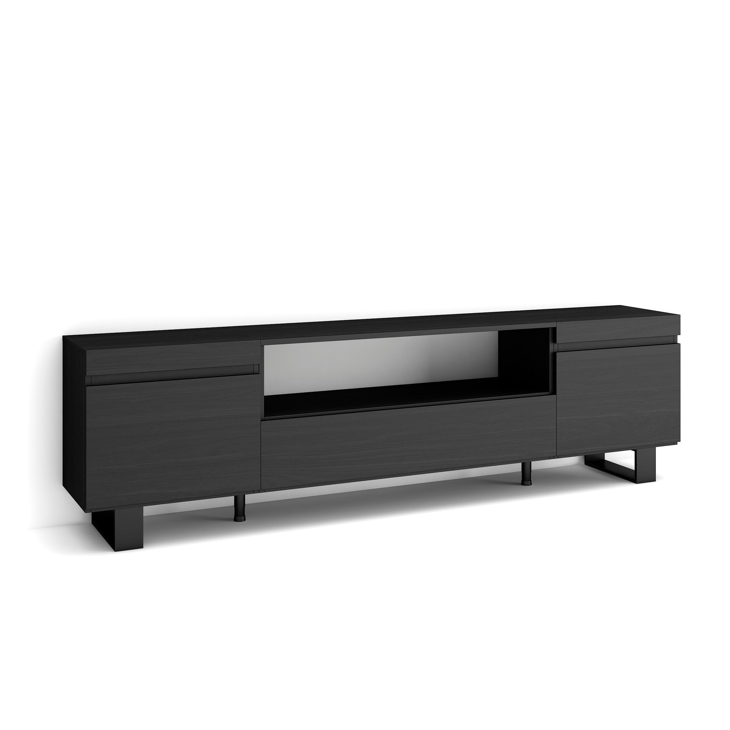 LOWBOARD, Schwarz, 200/35/57cm - Anthrazit/Schwarz, Holzwerkstoff (200/57/35cm) - Skraut Home