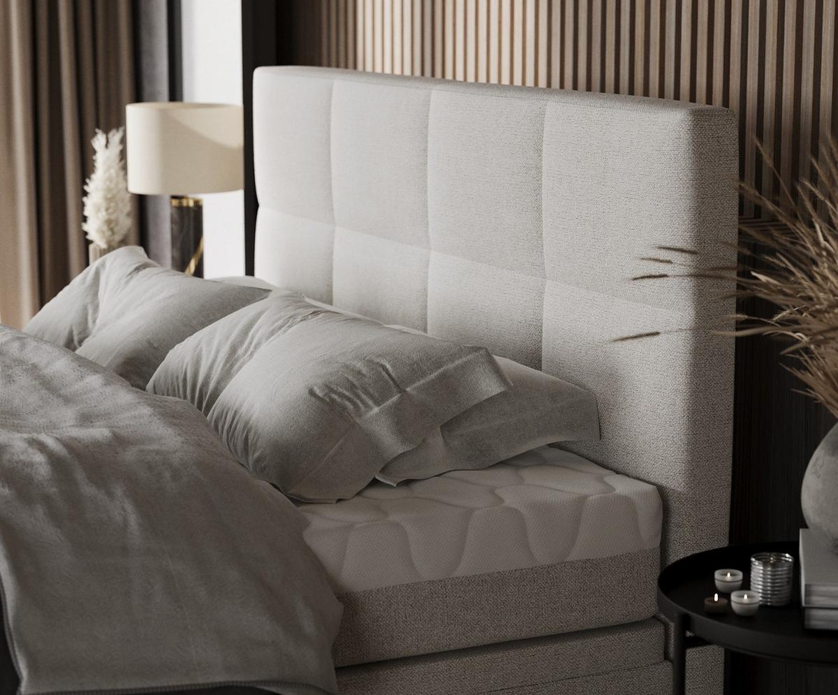 BOXBETT Tessa 160/200 cm Hellbeige im Riva Stoff - Sandfarben/Schwarz, Holz/Holzwerkstoff (160/200cm) - AltaBeds