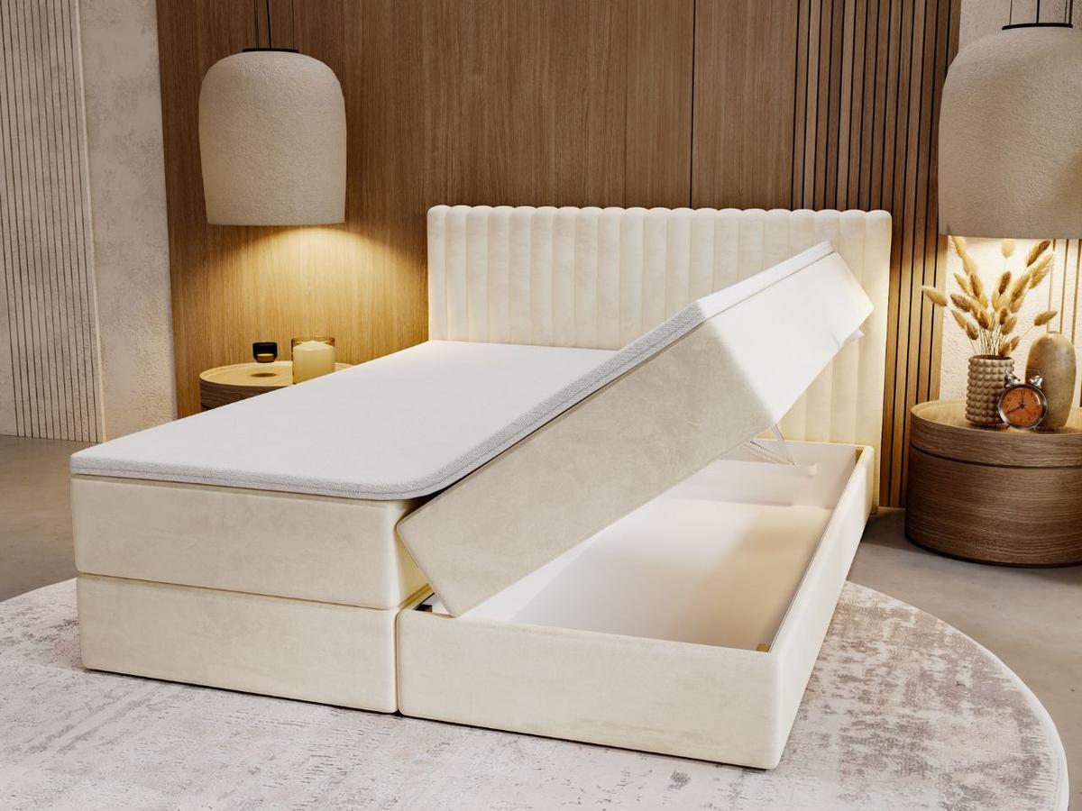 BOXBETT Marbella 200x200 Beige - Beige, Holz/Textil (200/200cm) - Graingold