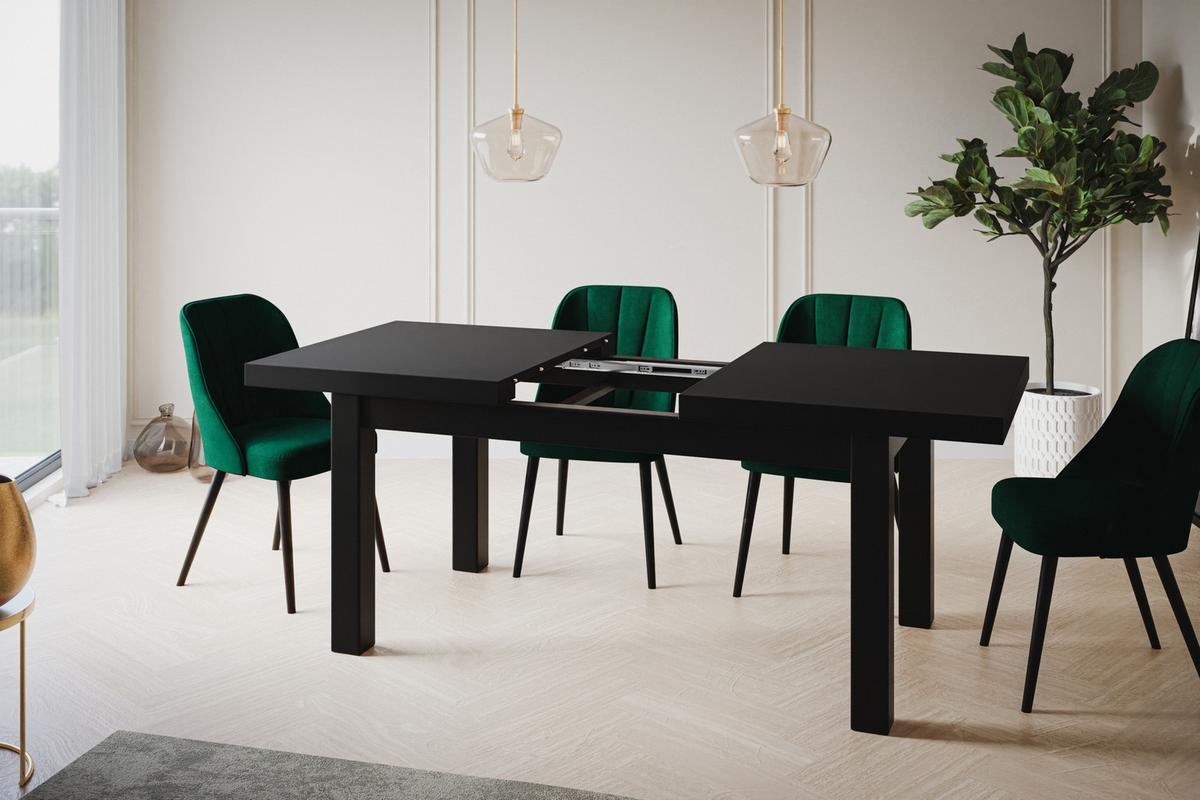 RECHTECKIGER Esstisch Ausziehbar – Moderner Wohnzimmertisch Küchentisch und Esszimmertisch – Tisch mit Holzbeinen, Maßen von 200 – 300 cm – Schwarz - Schwarz, Holzwerkstoff (200/100/78cm) - Alpi-Möbel