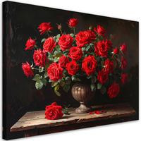 LEINWANDBILD Blumen 45x30cm - Rot, Textil (45/30cm) - Feeby