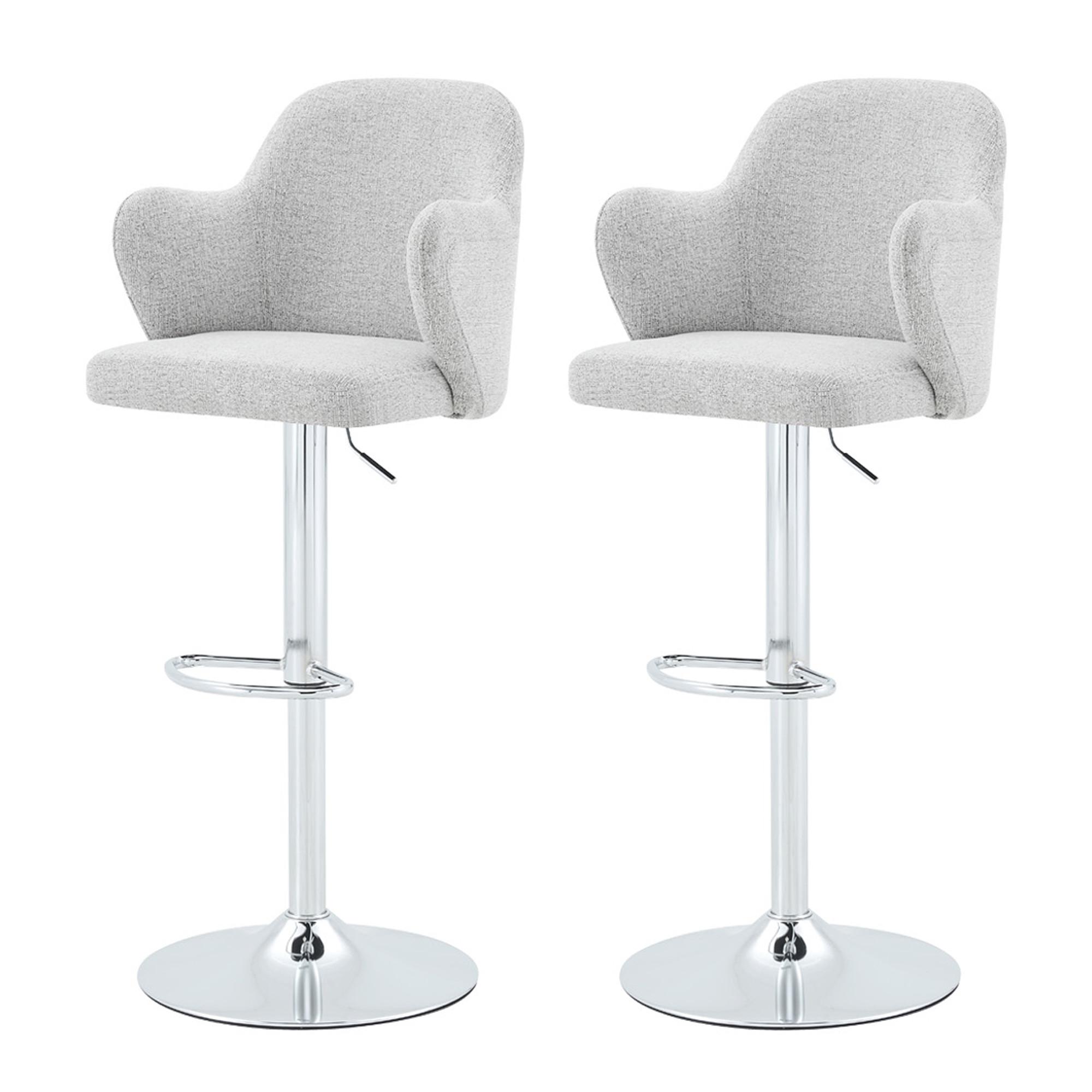 BARHOCKER 2er Set Stoff Hellgrau Höhenverstellbar Drehbar mit Armlehnen - Hellgrau, Textil (45/118/37.6cm) - Urban Meuble
