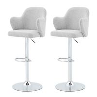 BARHOCKER 2er Set Stoff Hellgrau Höhenverstellbar Drehbar mit Armlehnen - Hellgrau, Textil (45/118/37.6cm) - Urban Meuble