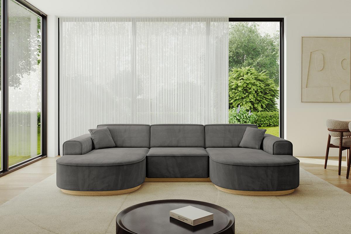 WOHNLANDSCHAFT MARI-U1-v2 - 303x171x83 cm Dunkelgrau Velours - Dunkelgrau, Holzwerkstoff/Textil (303/83/171cm) - ALTDECOR
