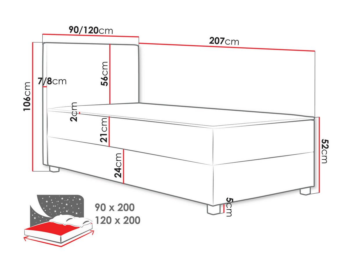 BOXBETT Viki - H3 - Silberfarben/Grau, Holzwerkstoff/Kunststoff (90/200cm) - MIRJAN24