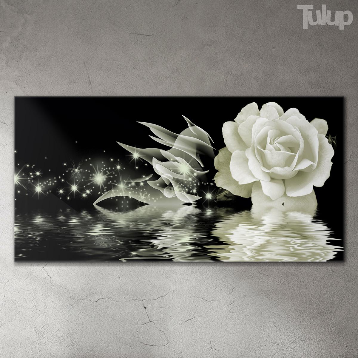 GLASBILD 140x70 cm Die Rose - Schwarz, Glas (140/70cm) - TULUP